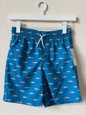 Old Navy Youth Boys Size Large 10/12 Shark Print Swim Trunks Beach Vacation